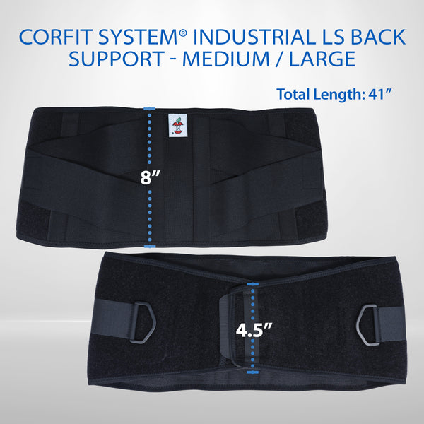 CORFIT INDUSTRIAL LS BACK SUPPORT BLACK- MEDIUM/LARGE