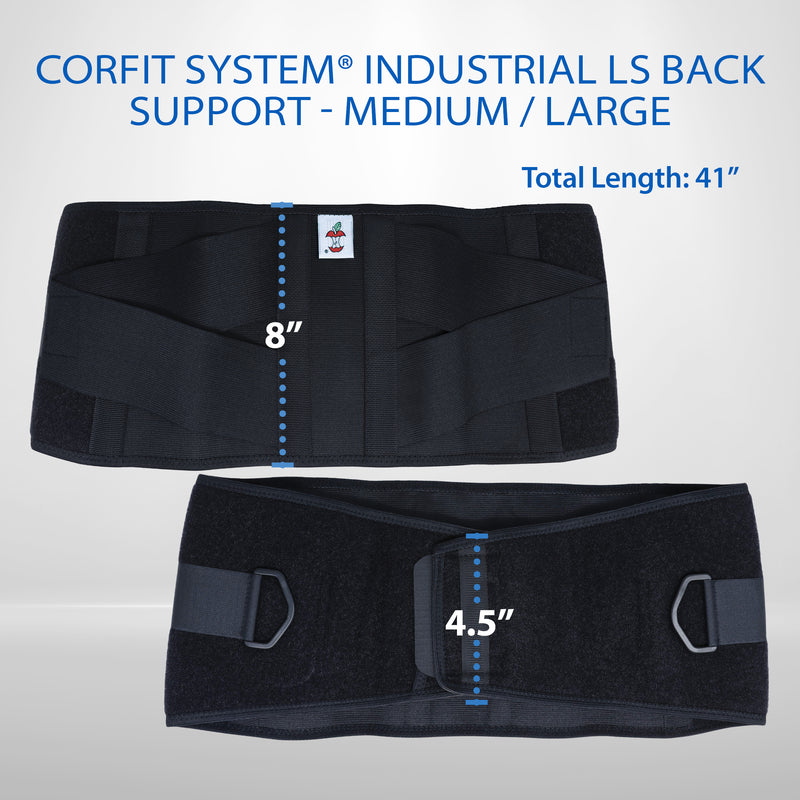 CORFIT INDUSTRIAL LS BACK SUPPORT BLACK- MEDIUM/LARGE